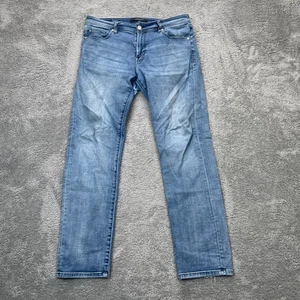 Liverpool Jeans Mens 33x32 Blue Straight Leg Whiskered Denim Cotton Relaxed Fit - Picture 1 of 10