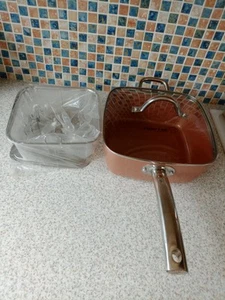 COPPER COOK PROFESSIONAL SQUARE CHIP PAN WITH FRY BASKET INDUCTION COMPATABLE - Picture 1 of 10