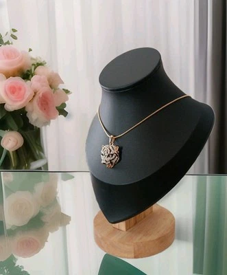 Filigrane Kette goldfarben" Tiger Löwenkopf " Strass  Alltag Modeschmuck - Bild 1 von 4