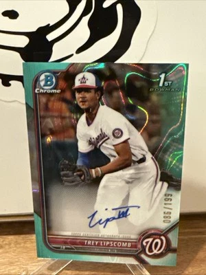 2022 Bowman Draft - Chrome Draft Pick Autographs Trey Lipscomb #CDA-TLB Aqua... - Image 1 of 4