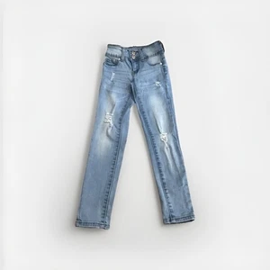 Young Girls Very Cute Skinny Ripped Light Blue Jeans From Denim Diva Size 7 - Picture 1 of 7