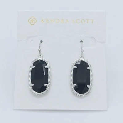 New Kendra Scott Silver Dani Earrings in Black - Image 1 of 2