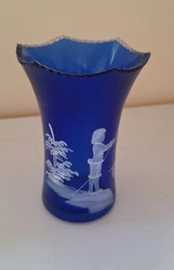Mary Gregory Style Cobalt Blue Vase - Picture 1 of 3
