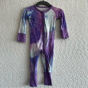 Little Sleepies Baby lila Aquarell Reißverschluss Pyjama Einteiler Größe 0-3 Monate - Bild 1 von 7