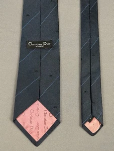 CHRISTIAN DIOR KRAWATTE - blau gestreift Muster - reine 100% Seide - Made in England - Bild 1 von 15