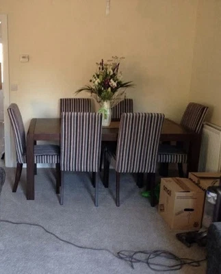 John Lewis 6 Seater Solid Wood Dinning Table And Chairs - Image 1 of 4