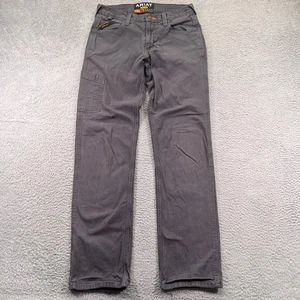 ARIAT Pants Mens Size 30x34 Gray Rebar M4 Low Rise Canvas Straight Leg Workwear - Picture 1 of 15