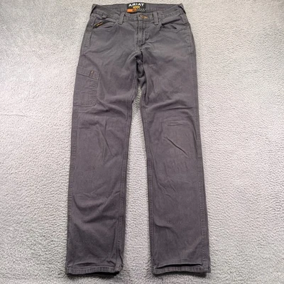 Pantalones ARIAT para hombre talla 30x34 grises barras de refuerzo M4 tiro bajo lona pierna recta ropa de trabajo Foto 1 de 4