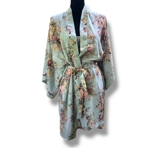 Bata y camisón kimono satinado etiqueta corona dorada Victoria's Secret años 80 de colección GRANDE - Imagen 1 de 12