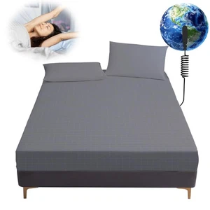 Grounding Sheets Queen Size, Earth Connected Grounding Bed Sheet with Organic... - Picture 1 of 7