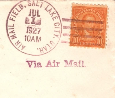 USA Airmail 10c Cover 1927 FIRST FLIGHT *Salt Lake City* Utah Elko Nevada YU201b - Image 1 of 4