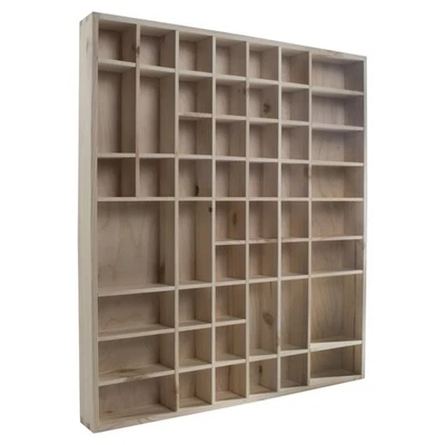 Large Wooden Multicompartment Wall Display Storage Trinket Shelf Paintable Wood - Image 1 of 4