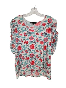 Top donna Always Indigo 2X metà lunghezza manica raccolta floreale poliestere - Foto 1 di 10