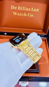 24K Gold Plated 45MM Apple Watch SERIES 9 With Gold Link Lux Finish Band GPS LTE - Picture 1 of 10