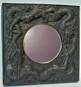 Vintage GARGOYLE Studios, handgegossener Gips Repro dunkelbrauner Drache Wandspiegel - Bild 1 von 6