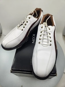 [NEW]FootJoy Men's Icon Spikeless Golf Shoes 52283 (White/Brown) / (Choose Size) - Picture 1 of 7