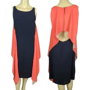BCBG Max Azria runway sleeveless blue orange Summer draped open back dress S - Picture 1 of 18