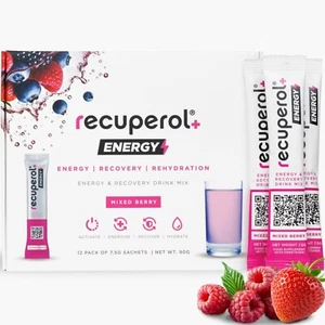 Recuperol Energy, Pre Workout & Recovery, Electrolytes Powder, Berry - 12 Pack - Picture 1 of 7