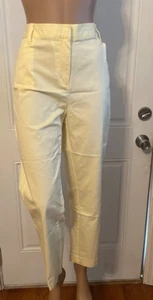 Pantalone vestito corto Land's End giallo vita media gamba slim taglia 18 con 4 tasche - Foto 1 di 5