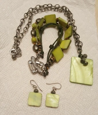 Pulsera de pirita fregona verde plata de ley Silpada B1132, y pendientes, W1134 y... Foto 1 de 4