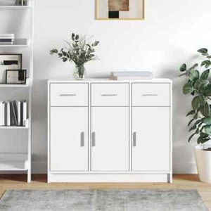 Wooden Buffet Sideboard Cabinet Storage Cupboard Drawers Hallway Table White - Picture 1 of 11