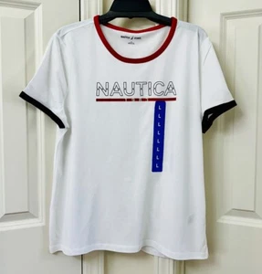 Nautica Jeans T-shirt donna colorblock manica corta, bianco - Foto 1 di 3