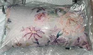 Lacourte Beaded Floral 24” X 14” Decorative Pillow - Multicolor NEW - Picture 1 of 4