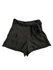 Double Zero tie-waist Flat Front  high Rise Paper Bag Shorts Black Small