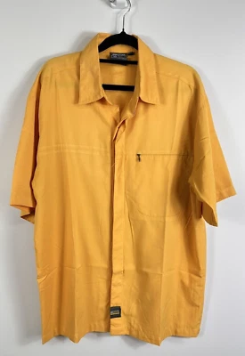 Vintage Rip Curl men's yellow shirt short sleeved button up zip pocket Size L - Image 1 of 4