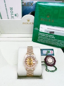 Rolex 69258 Ladies President Diamond Dial Bezel 18K Yellow Gold Box Paper - Picture 1 of 14