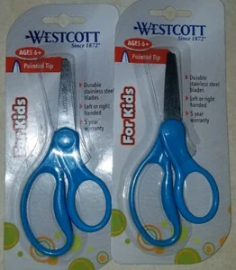 2x Tijeras Westcott School para niños para zurdos y diestros, 5 pulgadas en punta, azules - Imagen 1 de 2