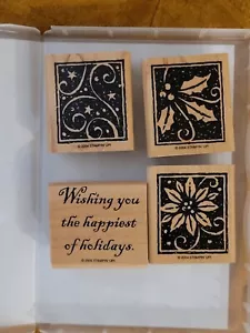 Stampin' Up! Wood Stamps Set Wooden Rubber - Happiest of Holidays - Picture 1 of 4