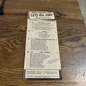 Robbins Community Sheet- Lets All Sing , Lyrics Pamphlet Circa 30s Robbins Music - Picture 1 of 5