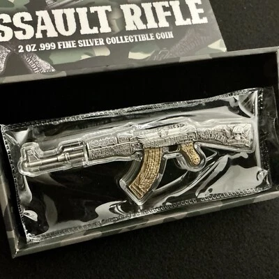 Серебряная коллекционная монета 2024 2 унции представитель штурмовой винтовки Чад только 1000 шт. - Изображение 1 из 4
