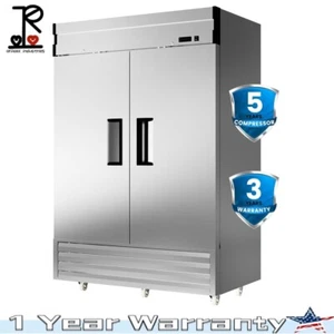 54" 2-Door Stainless Steel True Commercial Freezer Reach-In Smart Refrigerator - Picture 1 of 8