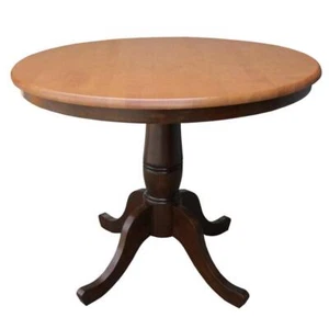 International Concepts Dining Table 36-in Round Solid Wood Cinnamon + Espresso - Picture 1 of 7