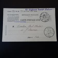 WW1 - CARTE POSTALE AVIS - 13° RÉGIMENT TERRITORIAL D'INFANTERIE - CaD COMPIÈGNE