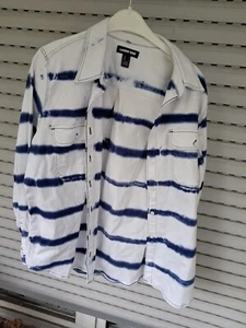 Damen Jeans Bluse GrL blau weiss gestreift LandsEnd - Bild 1 von 4