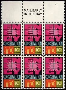 US - 1974 - 10 Cents Energy Conservation Issue Mail Early Block #1547 Mint NH - Picture 1 of 1