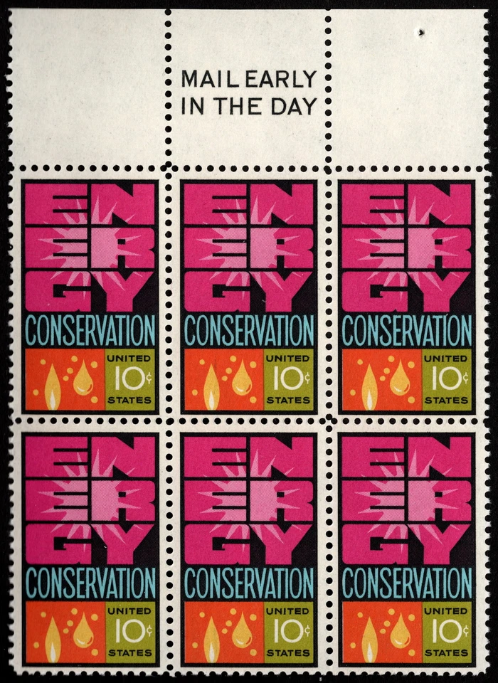 US - 1974 - 10 Cents Energy Conservation Issue Mail Early Block #1547 Mint NH - Image 1 of 1