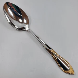 Cuchara para servir sólida Yamazaki Cache 8 1/2" acero inoxidable oro acento cubiertos Japón - Imagen 1 de 3