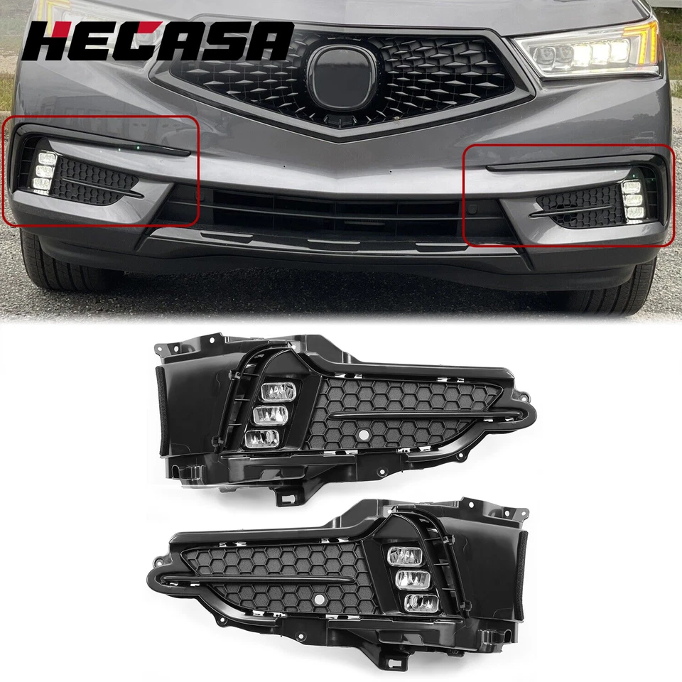 Kit de luces antiniebla transparentes LED HECASA izquierda y derecha para Acura MDX 2017-2020 Foto 1 de 4