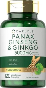 Carlyle Panax Ginseng + Ginkgo Biloba | 120 Vegetarian Capsules | 5,000mg |... - Picture 1 of 8