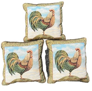 3 Pillow Decor Farmhouse Tapestry Throw Newport Chicken Country Rustic 17x17 - Picture 1 of 6