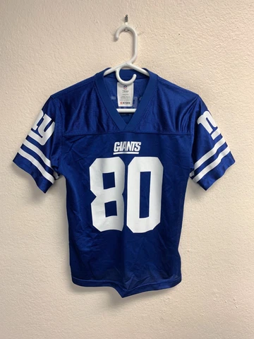 New York Giants Victor Cruz Jersey Size Large BOYS 12-14 Blue NFL Football EUC Cover