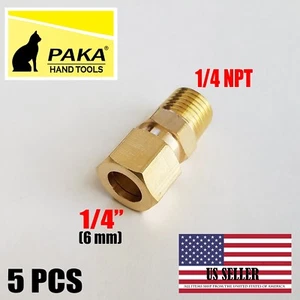 5 Stück - Klemmverschraubung Messing 1/4" Außendurchmesser Rohr x 1/4" NPT Außenrohr - Bild 1 von 1