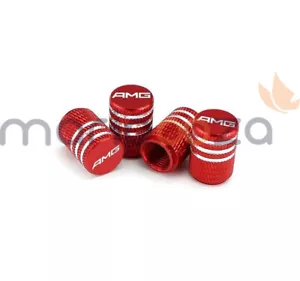 4pcs Bouchons de Valve de Pneu Logo AMG pour Mercedes - Rouge - Picture 1 of 1