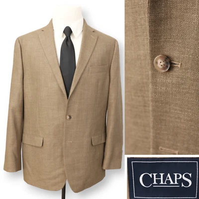 CHAPS mens gold hopsack two button sport coat suit jacket blazer 44 L - Image 1 of 4