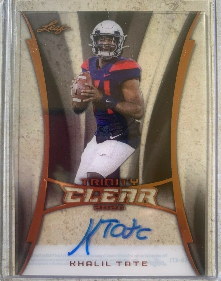 2020 Leaf Trinity "Clear Rookie" KHALIL TATE Auto Autograph (ON CARD) - Image 1 of 1
