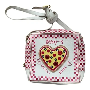 Borsa a tracolla BETSEY JOHNSON Pizza Box bianca e colorata - RARA - Foto 1 di 12
